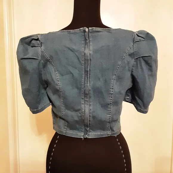 Denim Crop Top - Picture 2 of 3